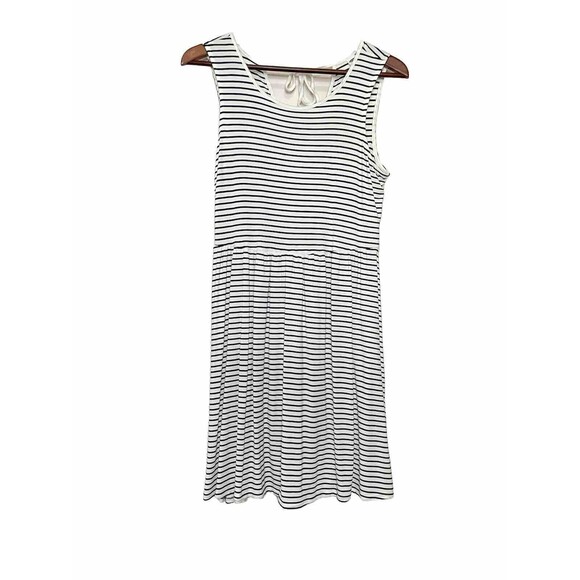Old Navy White Navy Striped Short Sleeve Stretchy Mini Fit Flare Womens Small - Picture 1 of 5